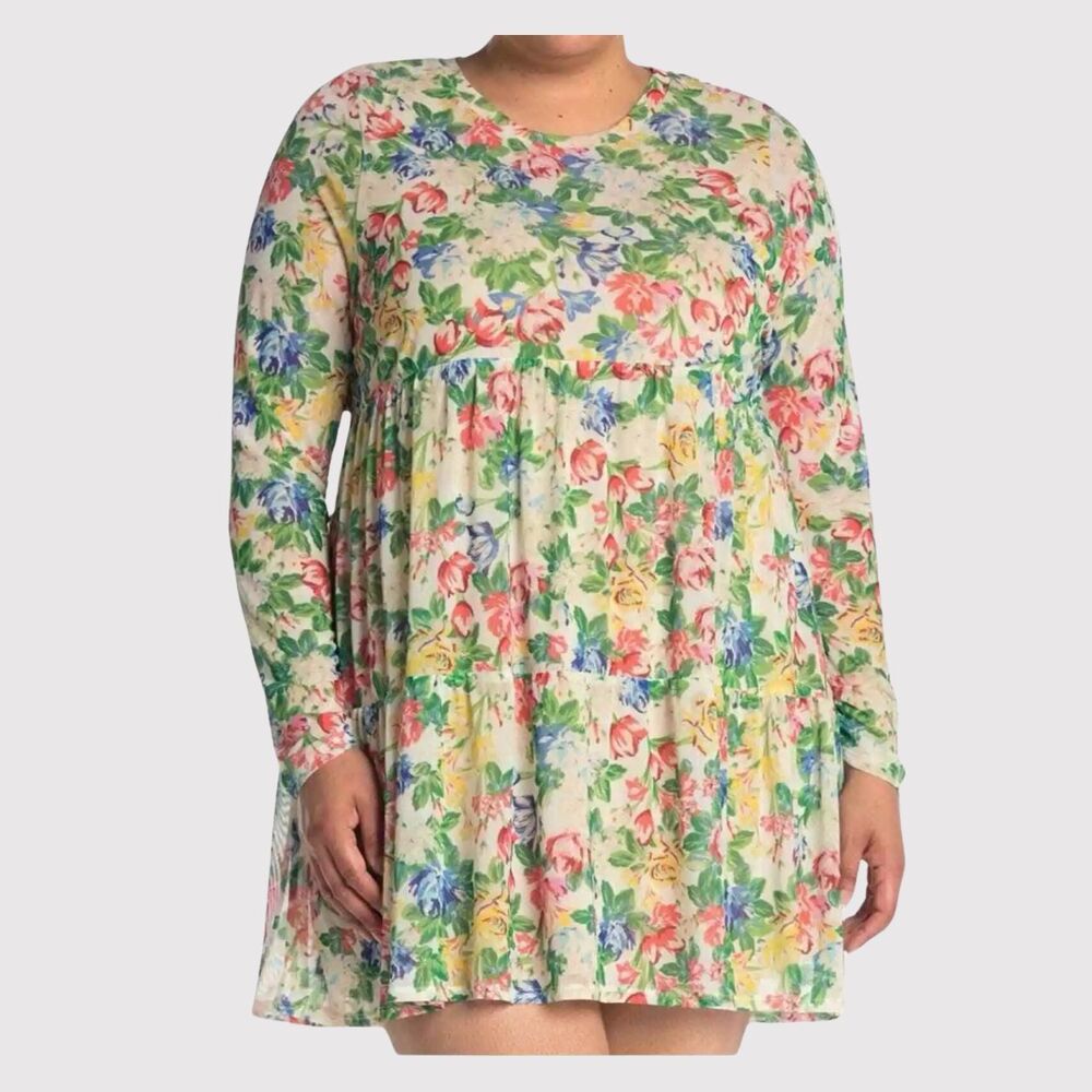 Revolve AFRM Women Dress Green Spring Jardin Floral Mini Tiered Babydoll Boho XS